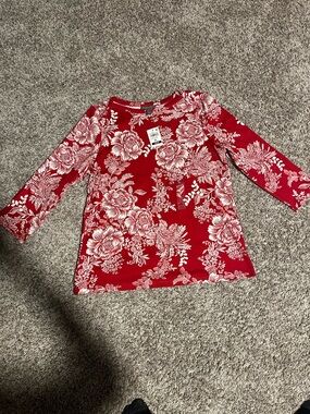 Women’s red floral Petite Shirt PL